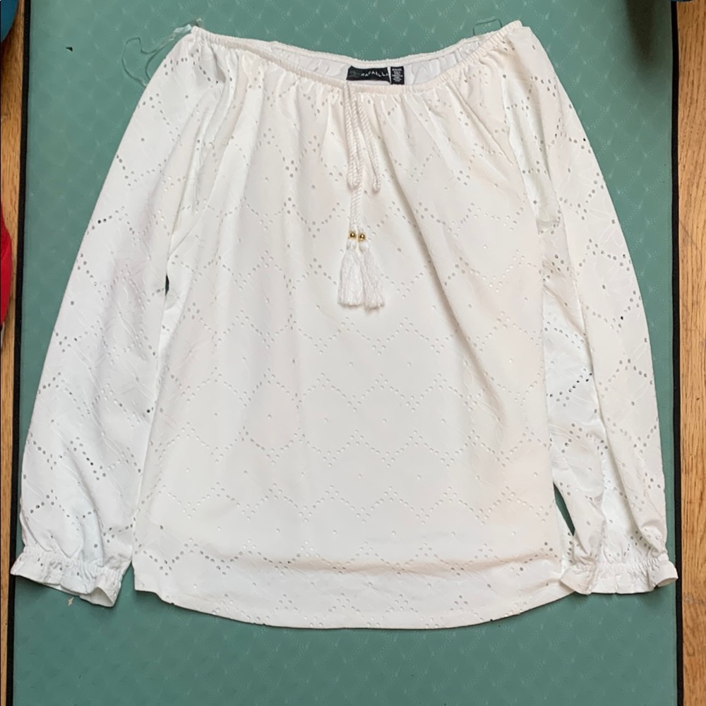 RAFAEL White Tie Front Relaxed Blouse